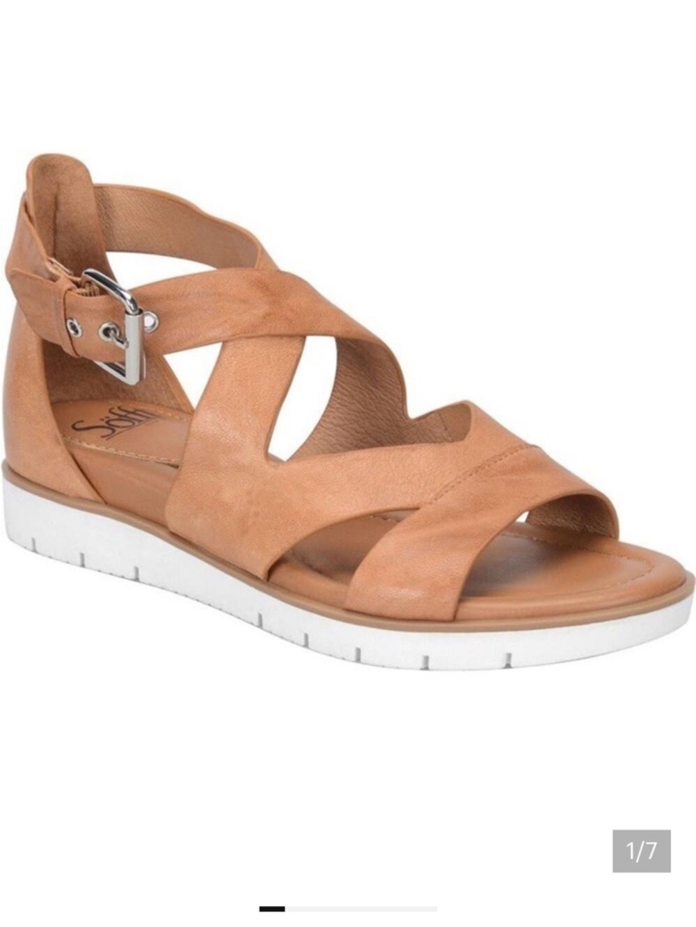 Sofft Women's Cognac Leather Crossover Sandal